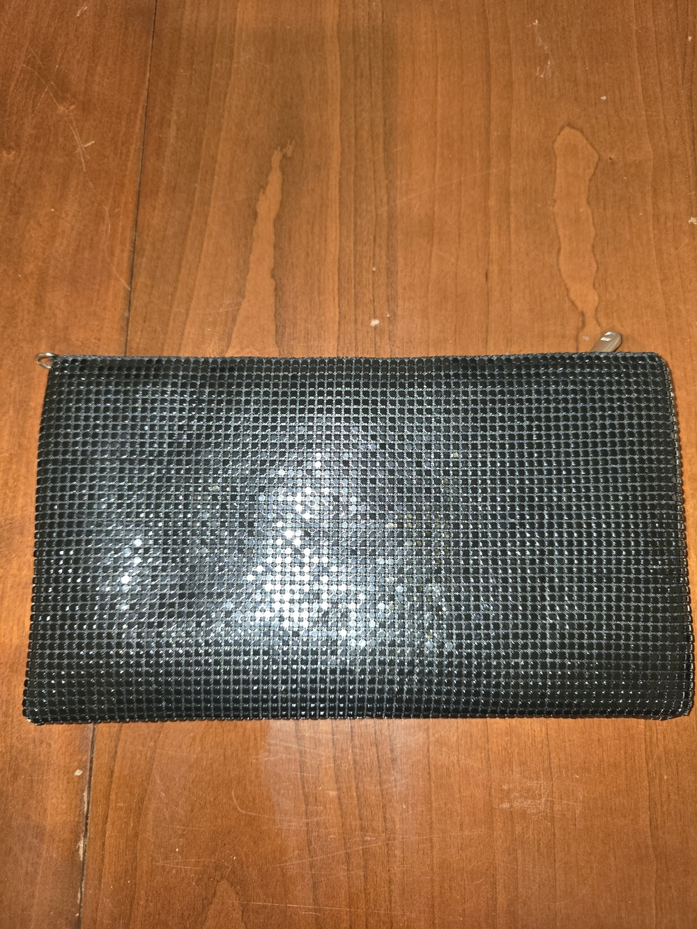 Charming Charlie RSVP Black Sequin Mesh Zip Clutch Pouch